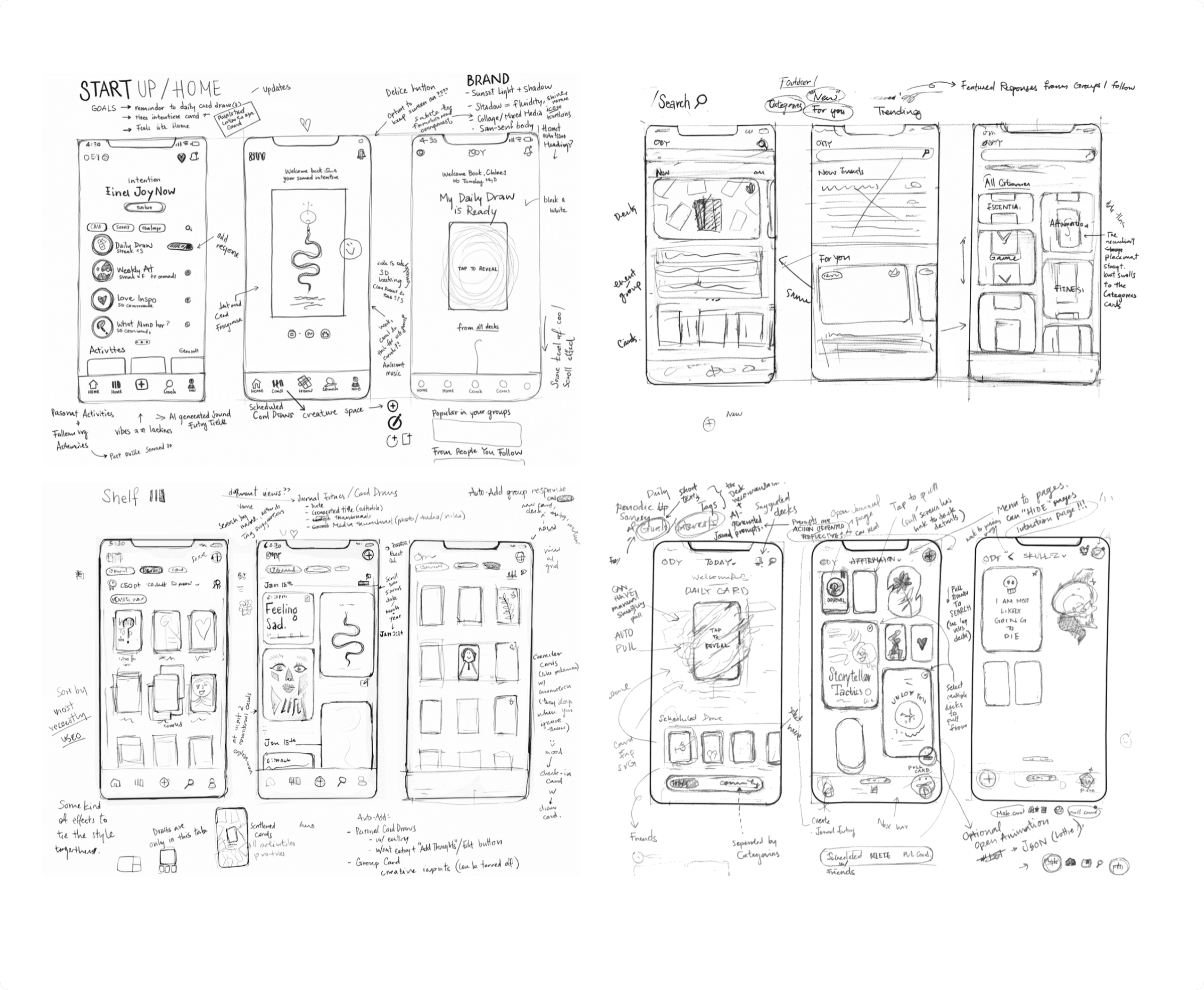 OdyCard initial design sketches.