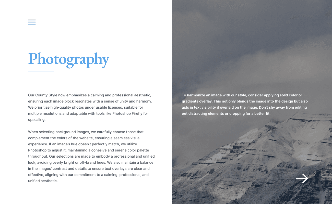 Style guide page