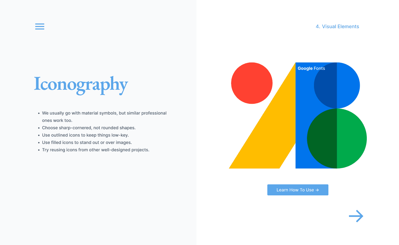 Style guide page